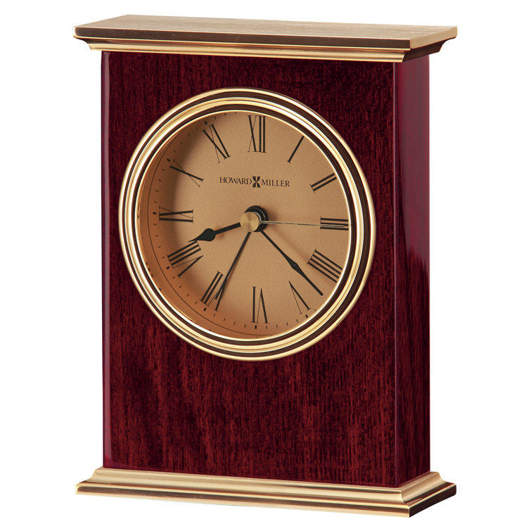 Rosewood and Brass Contemporary Table Clock with Quartz Movement
