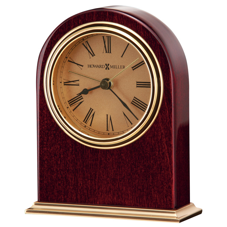 Rosewood and Polished Brass Table Clock with Quartz Movement