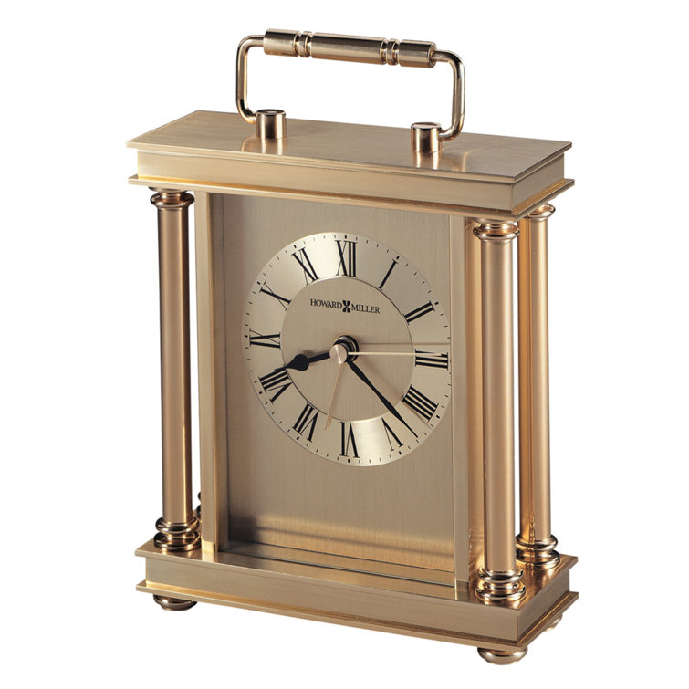 Howard Miller Gold Brass Table Clock with Quartz Movement