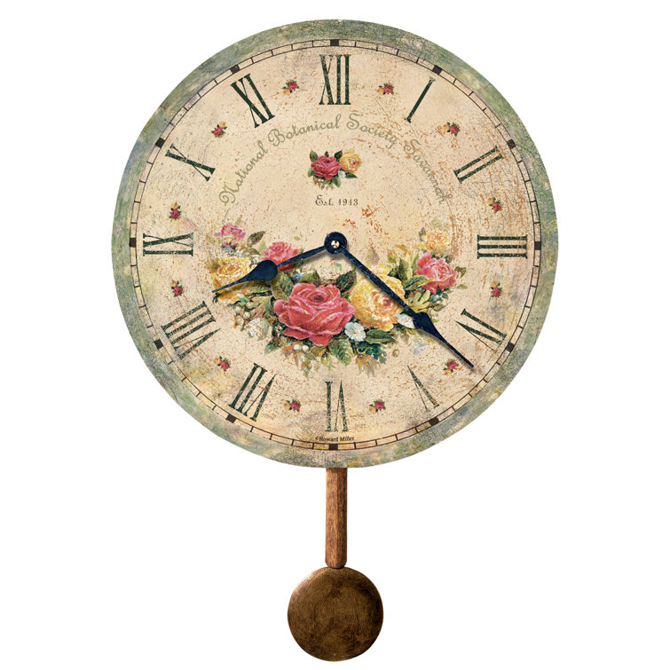 Savannah Botanical Society Antique Brown Wall Clock with Pendulum