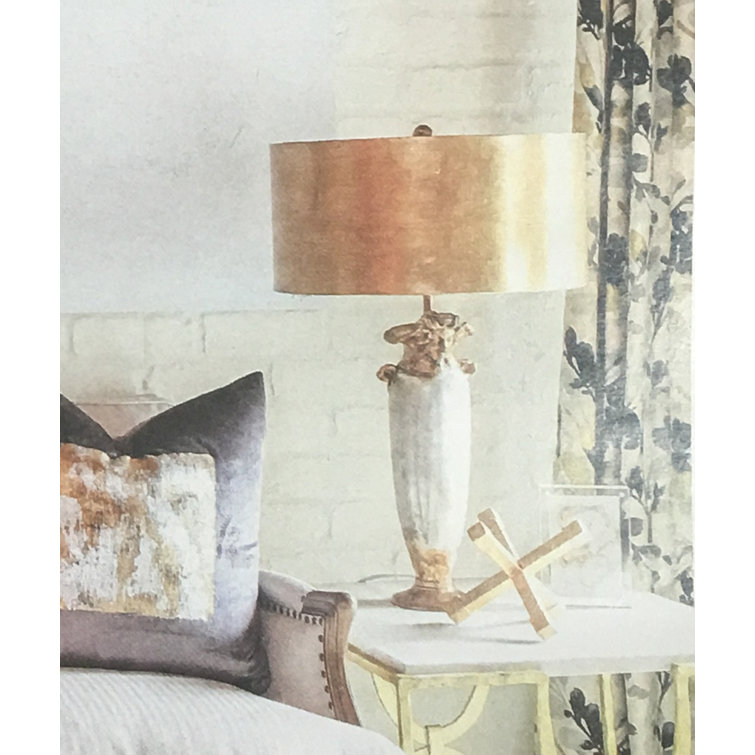 Bienville Silver and Gold Leaf Table Lamp with Gilded Gold Parchment Shade