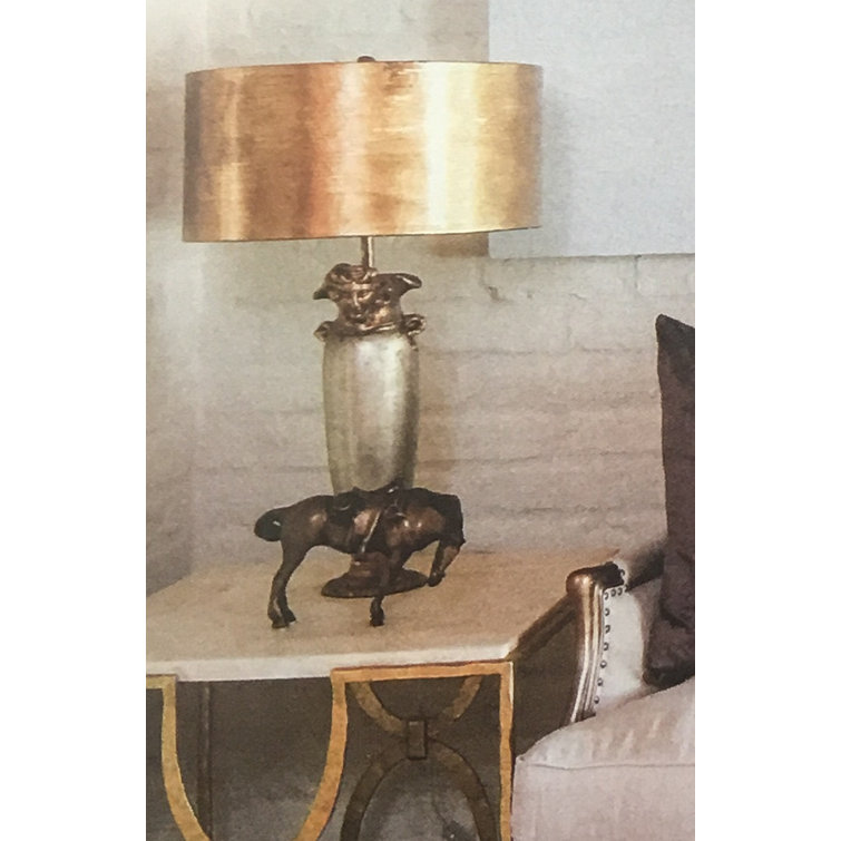 Bienville Silver and Gold Leaf Table Lamp with Gilded Gold Parchment Shade