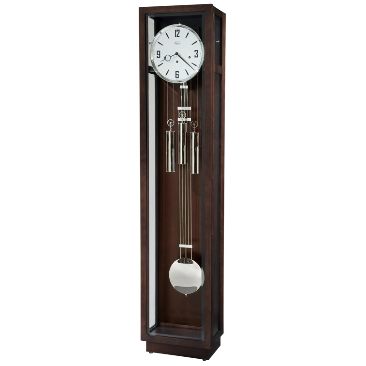 Rutland 80'' Brown Cherry Wood Grandfather Floor Clock with Quartz Movement