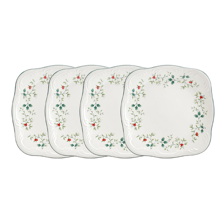 Winterberry 8.25" Square Ceramic Salad Plates, Set of 4
