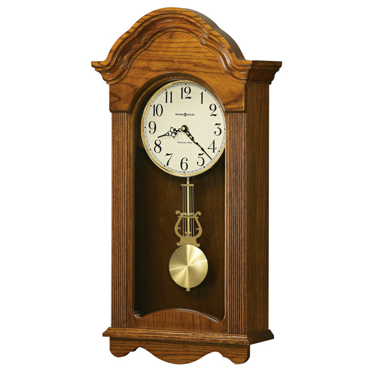 Legacy Oak Traditional Brown Wall Clock with Brass Pendulum