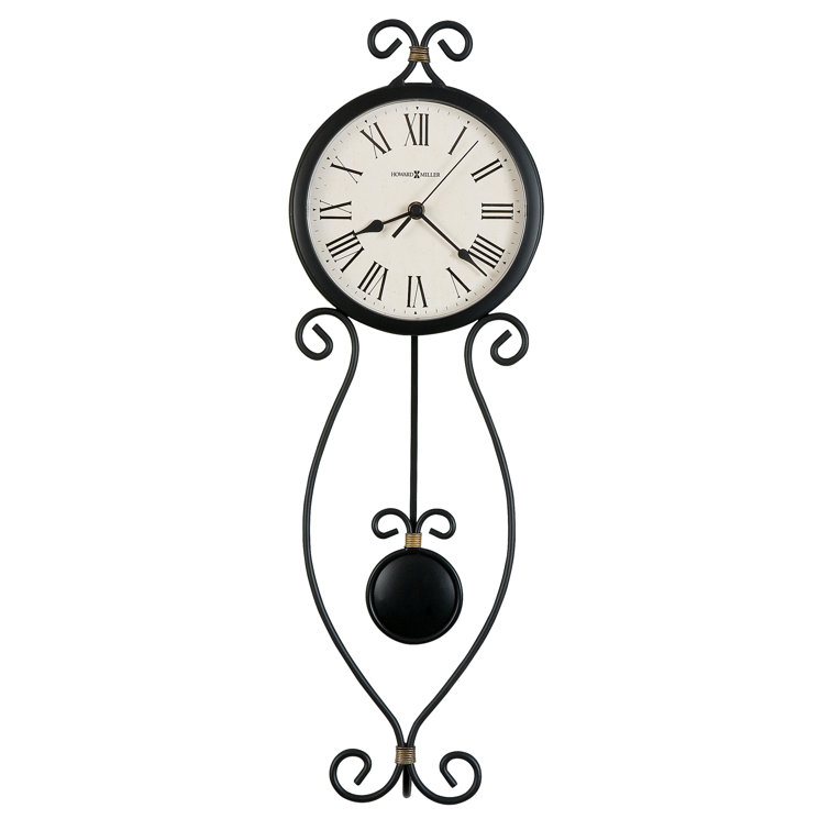Ivana Antique Black and Gold Wrought-Iron Wall Clock
