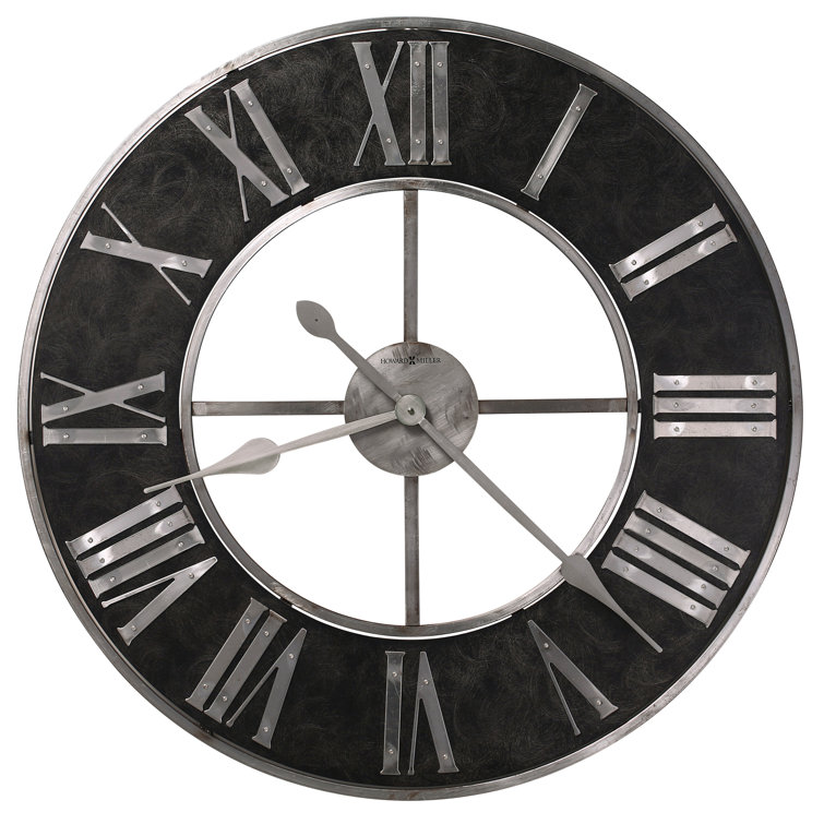 Dearborn 32" Black and Silver Metal Wall Clock