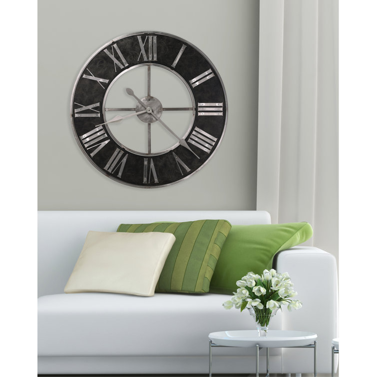 Dearborn 32" Black and Silver Metal Wall Clock