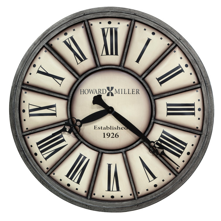 Oversized Gray Metal Roman Numeral Wall Clock