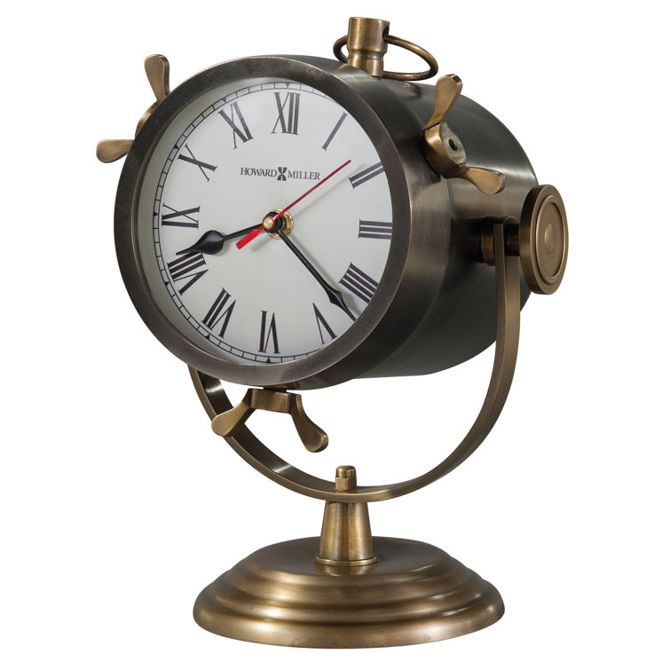 Antique Brass and Nickel Quartz Mantel Clock with Roman Numerals