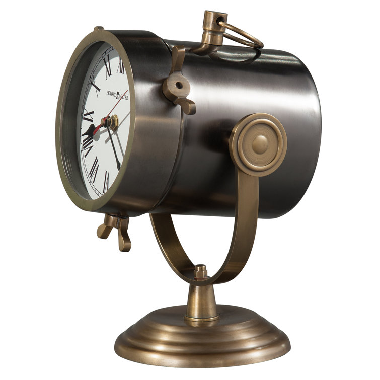 Antique Brass and Nickel Quartz Mantel Clock with Roman Numerals