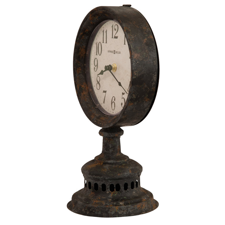Ardie Antique Black Quartz Mantel Clock with Distressed Dial