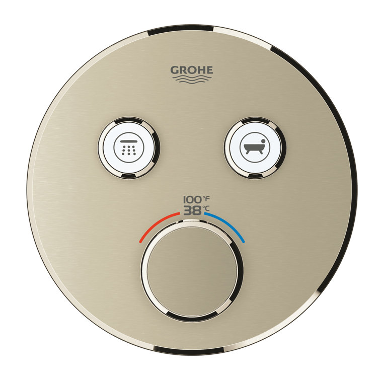 Brushed Nickel Wall-Mounted Dual-Function Thermostatic Valve Trim