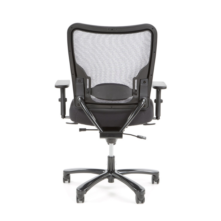 Black Mesh and Leather Executive Swivel Chair with Adjustable Arms