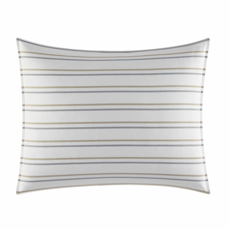 Full/Queen Sandstone and Ivory Cotton Stripe Duvet Cover Set