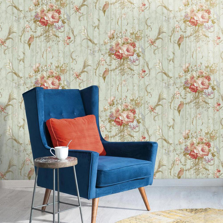 Tropical Floral and Parrot Pre-Pasted Wallpaper Roll