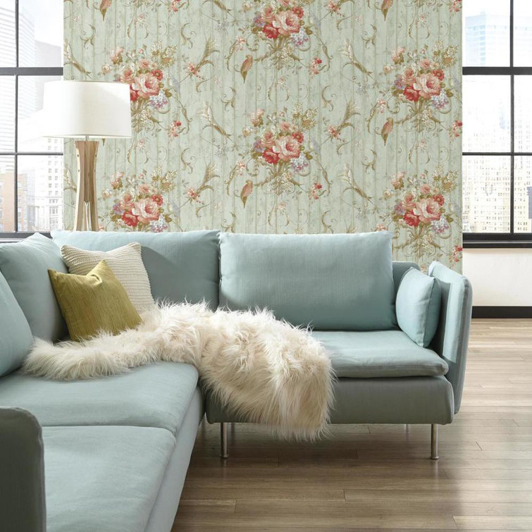 Tropical Floral and Parrot Pre-Pasted Wallpaper Roll