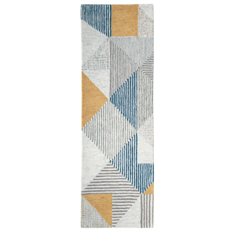 Griffin Geometric Blue Wool Handmade Tufted Area Rug 3' x 5'