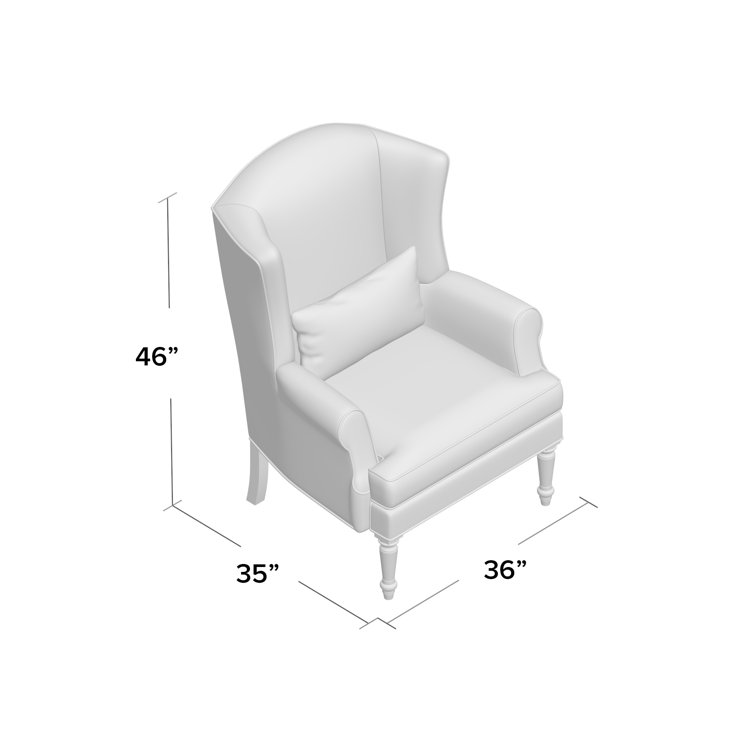 Natural Linen Upholstered Oak Wingback Accent Chair