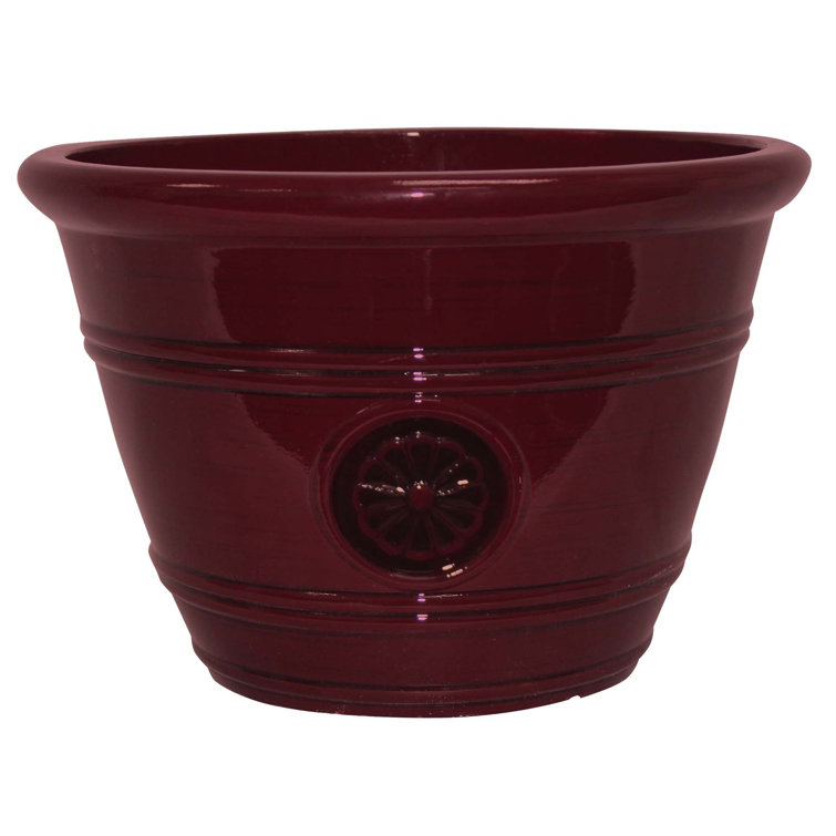 Oxblood Resin 15.25" Modesto Planter for Indoor & Outdoor