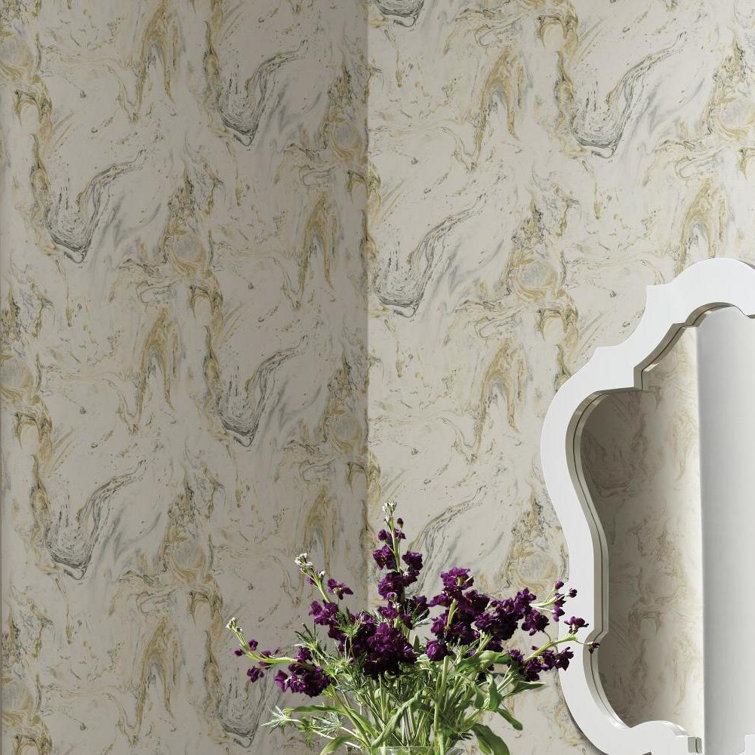 White Black and Gold Marble Pattern Wallpaper