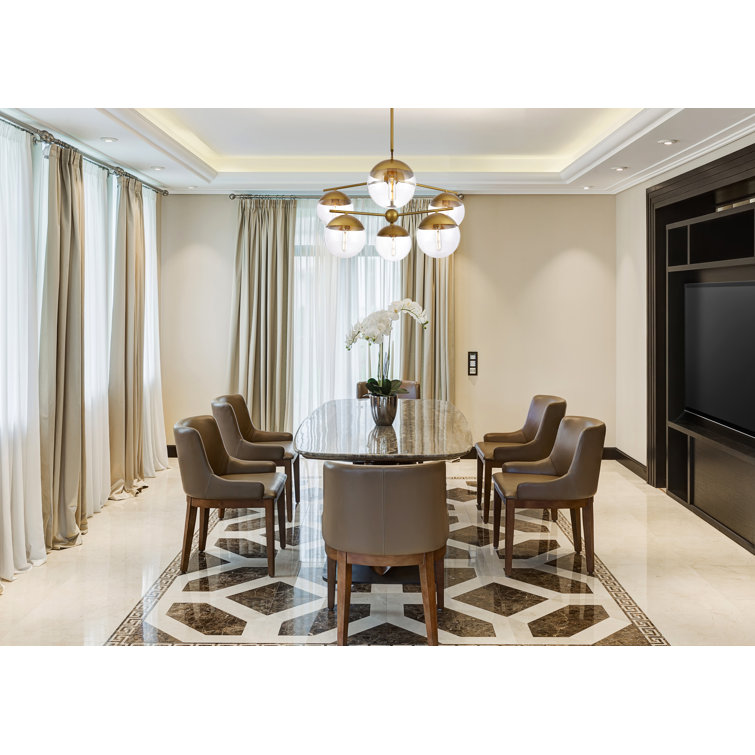 Elegant Eclipse 6-Light Brass & Clear Glass Contemporary Chandelier