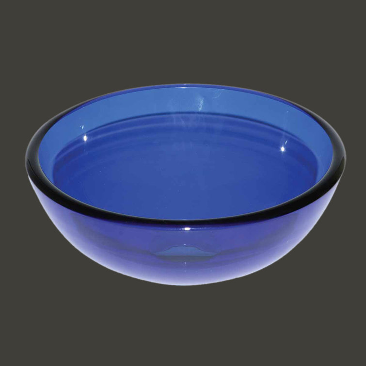 Blue Tempered Glass Above-Counter Vessel Sink