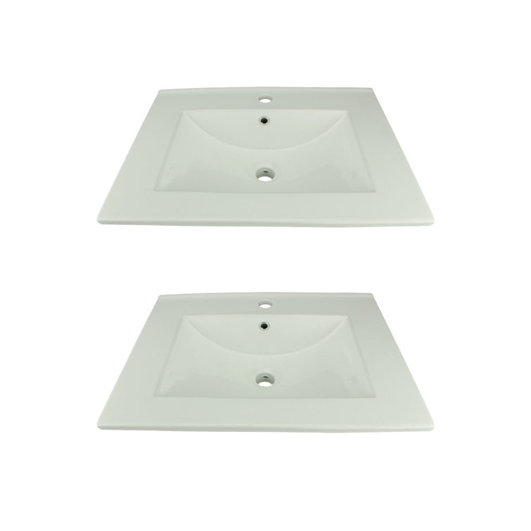 Luke 24'' White Porcelain Drop-In Bathroom Sink with Overflow