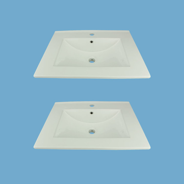 Luke 24'' White Porcelain Drop-In Bathroom Sink with Overflow