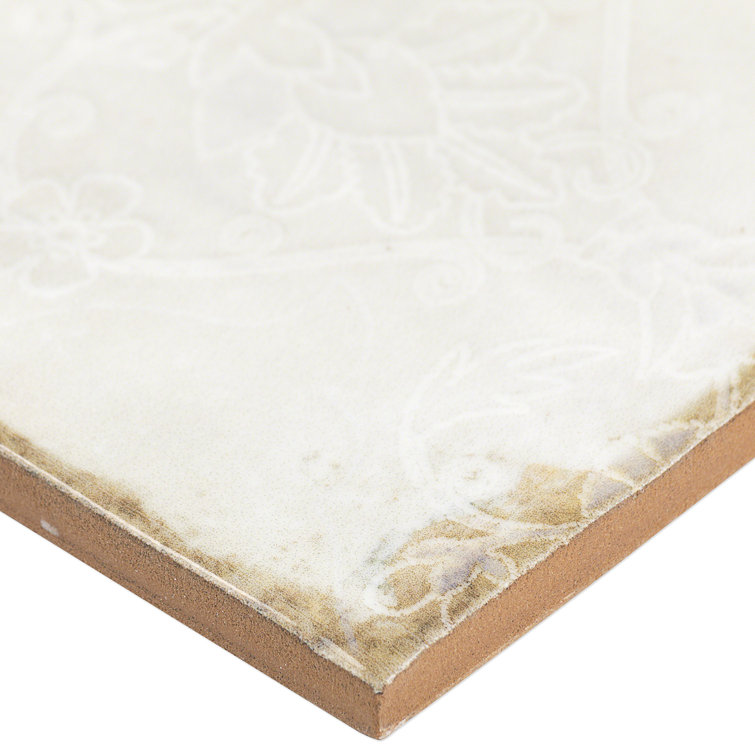 Angela Harris Distressed White Ceramic 8'' x 8'' Wall Tile
