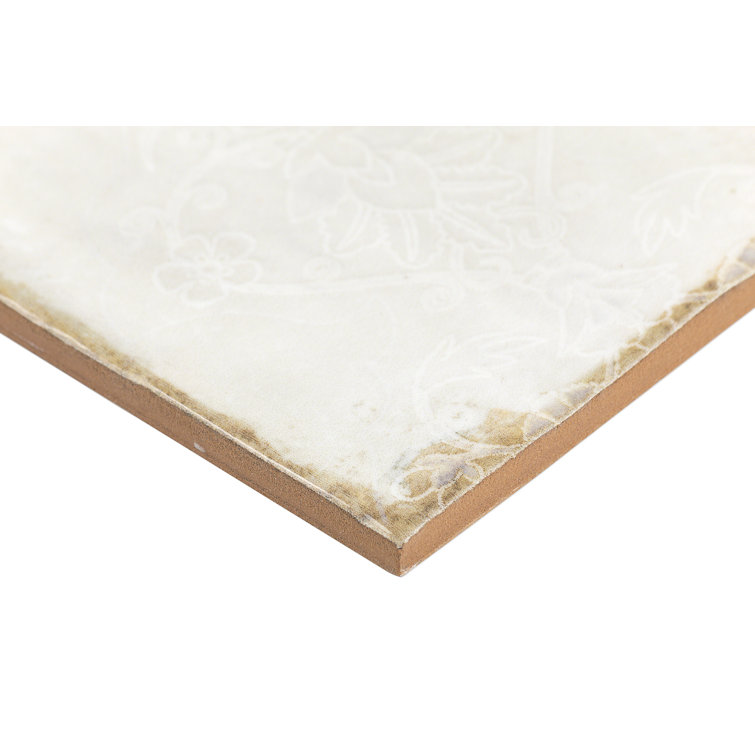 Angela Harris Distressed White Ceramic 8'' x 8'' Wall Tile