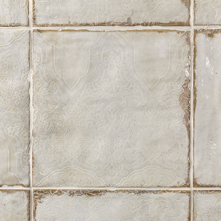 Angela Harris Distressed White Ceramic 8'' x 8'' Wall Tile
