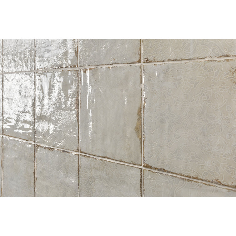 Angela Harris Distressed White Ceramic 8'' x 8'' Wall Tile