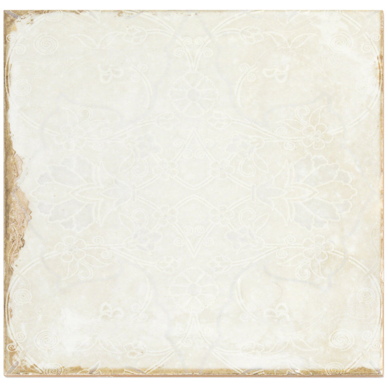 Angela Harris Distressed White Ceramic 8'' x 8'' Wall Tile
