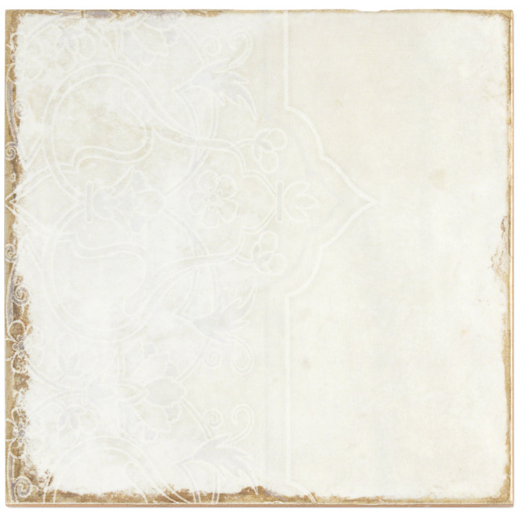 Angela Harris Distressed White Ceramic 8'' x 8'' Wall Tile