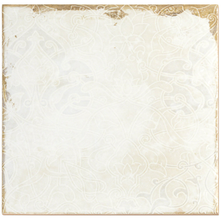 Angela Harris Distressed White Ceramic 8'' x 8'' Wall Tile