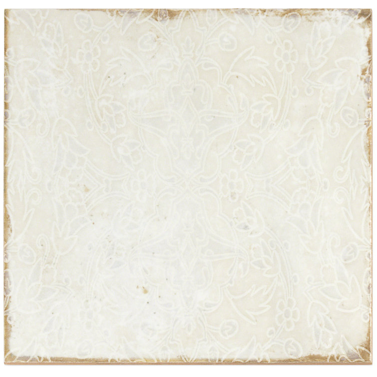 Angela Harris Distressed White Ceramic 8'' x 8'' Wall Tile
