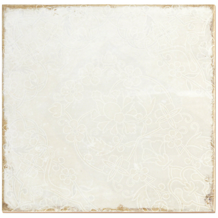 Angela Harris Distressed White Ceramic 8'' x 8'' Wall Tile