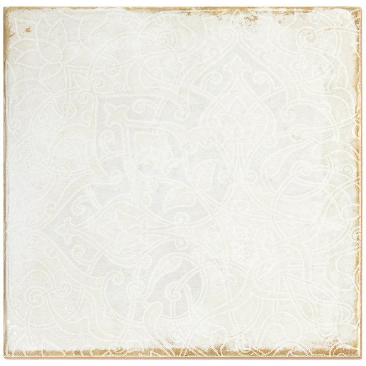 Angela Harris Distressed White Ceramic 8'' x 8'' Wall Tile