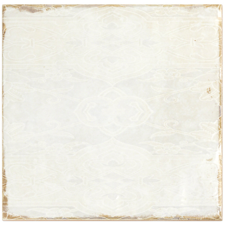Angela Harris Distressed White Ceramic 8'' x 8'' Wall Tile