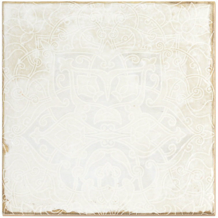 Angela Harris Distressed White Ceramic 8'' x 8'' Wall Tile