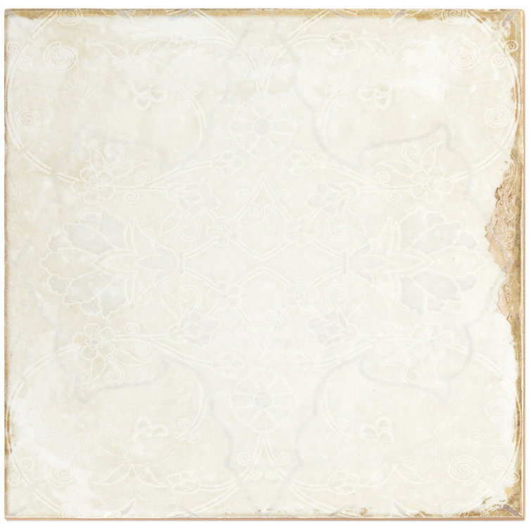 Angela Harris Distressed White Ceramic 8'' x 8'' Wall Tile