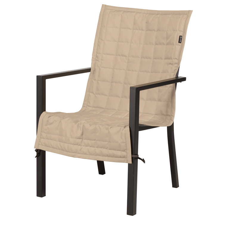 Antique Beige Water-Resistant Quilted Patio Chair Slipcover