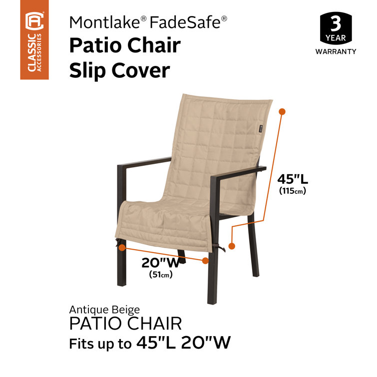 Antique Beige Water-Resistant Quilted Patio Chair Slipcover