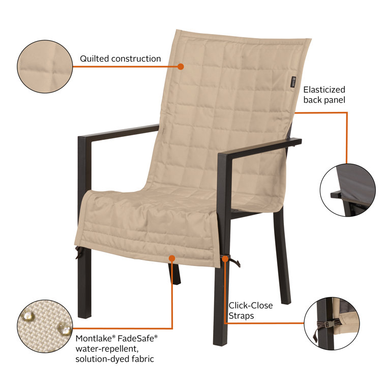 Antique Beige Water-Resistant Quilted Patio Chair Slipcover
