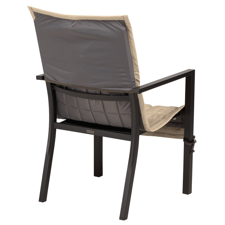 Antique Beige Water-Resistant Quilted Patio Chair Slipcover