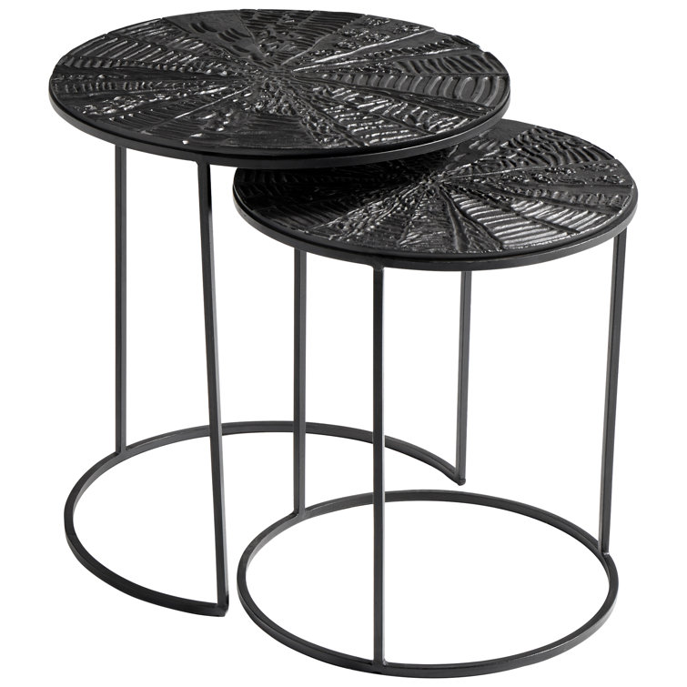 Quantum Black Metal Round Nesting Tables - 19"W x 20"H