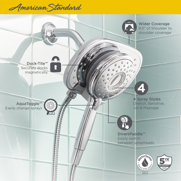 Chrome Dual Showerhead with Handheld and Multi Spray Functions