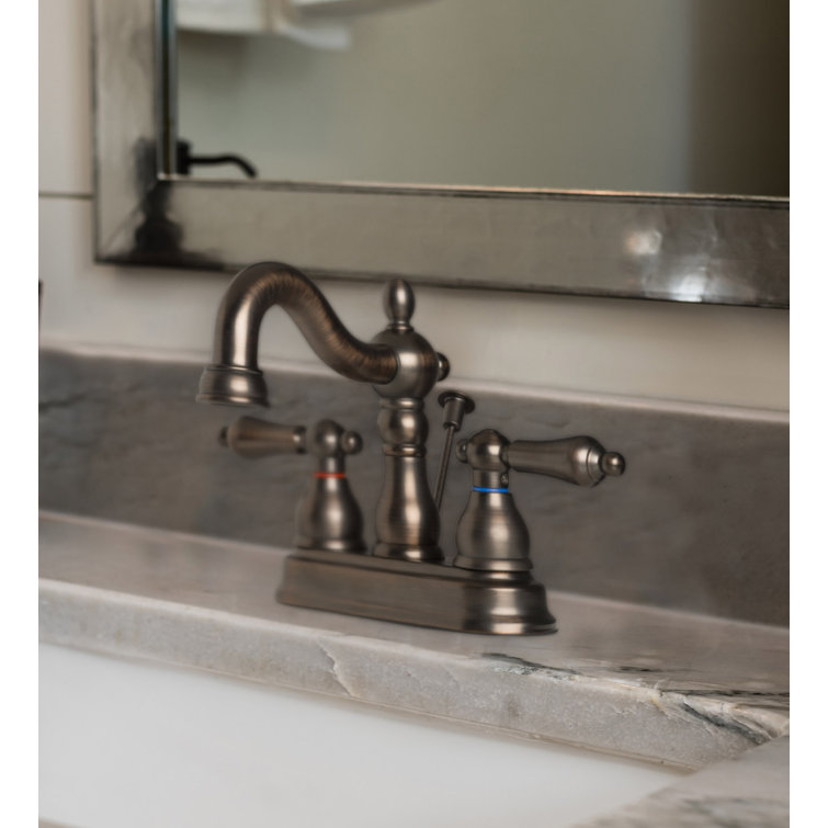Bronze Two Handle Centerset Lavatory Faucet with Pop-Up Drain