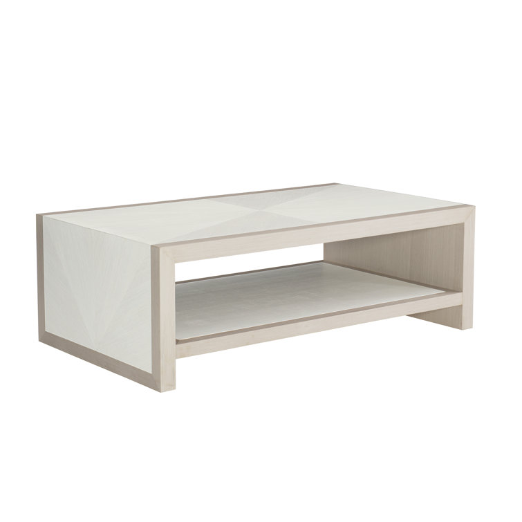 Gray and White Rectangular Wood Cocktail Table with Storage